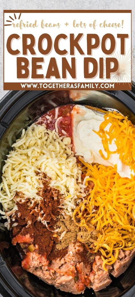 Crock Pot Bean Dip, Hot Bean Dip, Slow Cooker Appetizers, Beans In Crockpot, Bean Dip Recipes, Dip Recipes Easy, Bean Dip, Hot Dip, Crockpot Recipes Slow Cooker