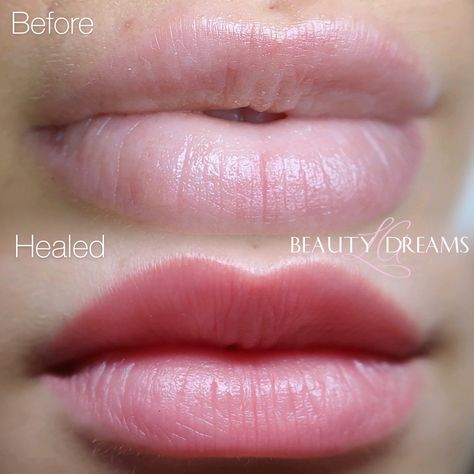 Before and healed Lip Blush Tattoo #permanentmakeup #lips #beautytips #healedtattoo Tattooed Lips Before And After, Lip Blush Tattoo Before And After, Lip Blushing Tattoo Before And After Colors, Lip Shading Tattoo, Healed Lip Blush, Lip Blushing Tattoo Healing, Lip Blushing Before And After, Lip Tattoo Cosmetic, Lipblush Tattoo