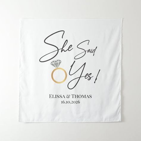 She said Yes! Engaged wedding Backdrop banner Photobooth Backdrop, Wedding Photobooth, Photo Booth Backdrop Wedding, Zazzle Wedding, Black Engagement Ring, She Said Yes, Engagement Party Decorations, Wedding Banner, Popular Wedding