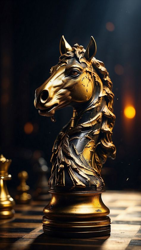 Knight Chess Piece, Black Gold Art, Knight Chess, Chess Master, Horse Wallpaper, Mens Gear, Chess Pieces, Real Girls, Gold Art