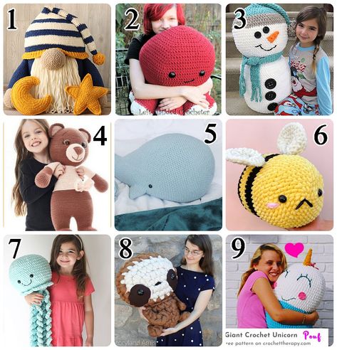 10 Free Giant Amigurumi Crochet Patterns – Crochet Pattern Round up – Meladora's Creations Crochet Large Plushies Pattern Free, Crochet Patterns Bear, Giant Amigurumi, Giant Snorlax, Amigurumi Pattern Free, Crochet Pillow Patterns Free, Big Doll, Octopus Crochet Pattern, Crochet Toys Free Patterns