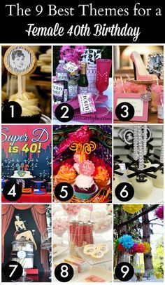 Check out these nine fantastic 40th birthday themes for women! See more party ideas at CatchMyParty.com! Glam 40th Birthday Ideas For Women, 40th Birthday Decorations For Women Diy, Fancy 40th Birthday Party Ideas, Woman 40th Birthday Ideas, Female 40th Birthday Party Ideas, 40 Birthday Ideas For Woman Turning 40 Party Themes, 40th Theme Party Ideas Women, 40th Birthday Party Themes, 40th Party Ideas