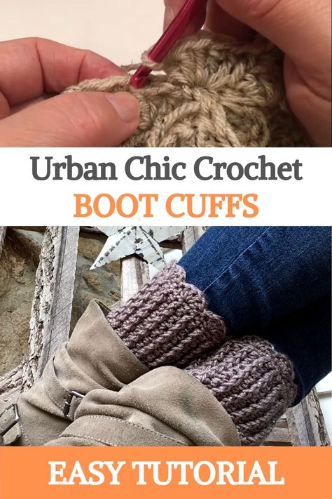 These are easy to crochet boot cuffs that will add style to your outfit, or make the perfect gift. This video shows you how to make a simple crocheted boot cuff. I show you step by step how to make this fast and easy project. #urbakicrochet #crochet #easyproject #crochetbootcuffs #bootcuffs #crocheturban #crochettutorial Boot Cuffs Crochet Pattern Free, Boot Cuffs Outfits, Crochet Boot Cuffs Free Pattern, Chick Crochet, Crochet Boot Cuff Pattern, Crochet Tatting, Crochet Boot Cuff, Crochet Boot Cuffs, Bobble Crochet