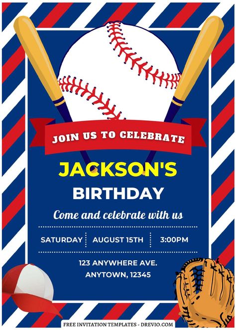 Get (Free Editable PDF) Baseball MVP Birthday Invitation Templates So, I have this cute story to share with you all that my close friend Mandy told me. It happened last year when her baby turned one. Mandy told me, "The first-birthday party was a huge success with it... Baseball Theme Invitations, Sandlot Birthday Party Invitations, Baseball Birthday Invitations Free, Baseball Invitations Birthday, Baseball Card Invitation, Baseball Birthday Invitations Templates, Baseball Birthday Party Invitations, Baseball Party Invitations, Baseball Birthday Invitations