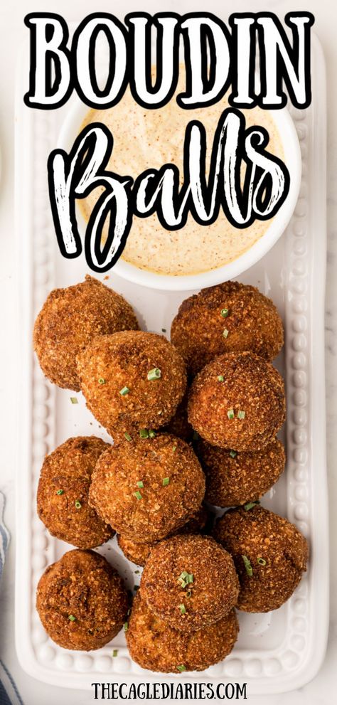 Boudin Balls | The Cagle Diaries Boudin Recipes, How To Cook Boudin, Boudin Balls Recipe, Boudin Recipe, Boudain Recipes, Boudin Sausage, Boudin Balls, Mustard Cream Sauce, Sausage Meat