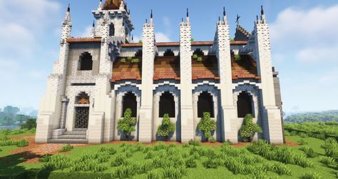 Minecraft Medieval Church, Greek Minecraft, Minecraft Church, Minecraft Castle Blueprints, Minecraft Castle Designs, Minecraft City Buildings, Fantasy City Map, Minecraft Castle, Minecraft Medieval