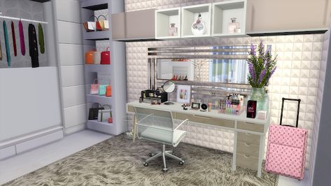 Sims 4 - Fashion Designer Modern House (Download   CC Creators Links) Sims 4 Fashion Designer, Fashion Designer Office, Sims 4 Beds, Sims 4 Sims, Designer Office, Muebles Sims 4 Cc, The Sims 4 Pc, Sims 4 Bedroom, Sims 4 Clutter