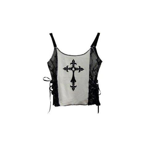 StrangeWays - Cotton Strappy Top w/ Laced Sides - Fleur Cross... ($27) ❤ liked on Polyvore featuring tops, tank tops, shirts, tanks, rock tank tops, goth shirts, spaghetti-strap tank tops, lace-up tops and rock shirts Rock Tank Tops, Lace Up Shirt, New Rock Boots, Strappy Tank Top, Goth Boots, Gothic Boots, Goth Shirt, Strappy Top, Top Streetwear