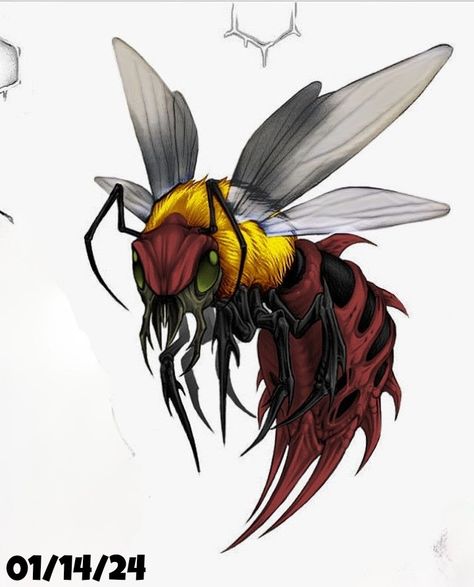 Hornet Tattoo, Wasp Tattoo, Mythical Creatures Drawings, Bee Sketch, Faded Tattoo, Bee Drawing, Bug Tattoo, Scary Tattoos, Chicano Art Tattoos