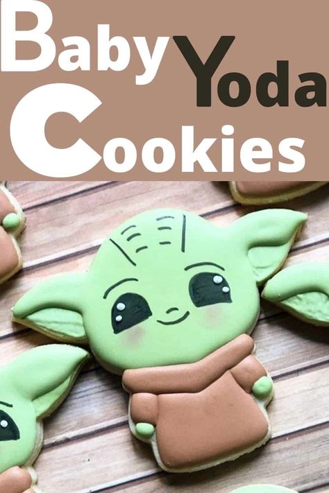 Baby Yoda Cookies Recipe » Recipefairy.com Yoda Cakes, Baby Yoda Cookies, Yoda Cookies, Yoda Birthday, Yoda Party, Yoda Cake, Star Wars Cookies, Star Wars Baby Shower, Yoda Wallpaper