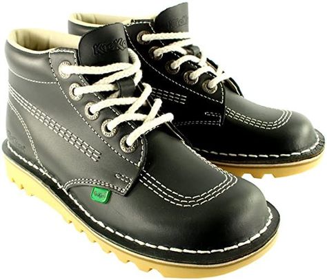 Kickers Shoes, Green Branding, Womens High Boots, Boot Shoes, Leather Office, Leather Boot Shoes, Leather Boot, Cool Boots, Shoes Uk