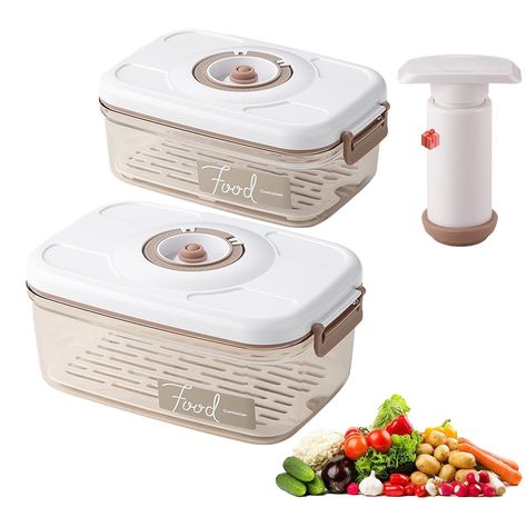 PRICES MAY VARY. 🍅【2 Piece Set List】: Handheld Food Vacuum Sealer x1; 5.1Cups Vacuum Seal Containers x1; 8.9Cups Vacuum Seal Containers x1. 🥗【Vacuum Seal】: This vacuum seal container set uses advanced sealing technology to pump out the air and create a vacuum state, effectively preventing food from getting damp, spoiled, oxidized and losing flavor, extending the shelf life up to 5 times and keeping the original taste of food. You can enjoy fresh and delicious food anytime and anywhere with the Handheld Food, Food Vacuum Sealer, Vacuum Sealer, Container Set, Food Fresh, Vacuum Sealing, Shelf Life, 2 Piece Set, Delicious Food