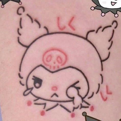 Kuromi Tattoo Ideas, Tattoo Ideas Hello Kitty, Kuromi Tattoo, Kitty Tattoos, Tattoos Cute, Hello Kitty Design, Punk Tattoo, Hello Kitty Tattoos, Cute Tats