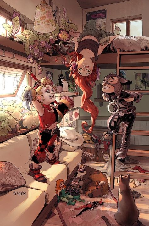 Tirso Cons ©️ on X: "My variant COVER for GOTHAM CITY SIRENS’ summer mini-series is revealed! 🥰 These girls are back as a team for a fun mini series by: W: @mymonsterischic A: @MatteoLolli , @DBH184 & @brandtandstein Who’s your fav siren?🥰 https://t.co/b6O87Z8eUO" / X Catwoman Poison Ivy, Poison Ivy And Harley Quinn, Ivy And Harley, Poison Ivy (character), Art Dc Comics, Gotham City Sirens, Gotham Villains, Comics Illustration, Harley Quinn Artwork