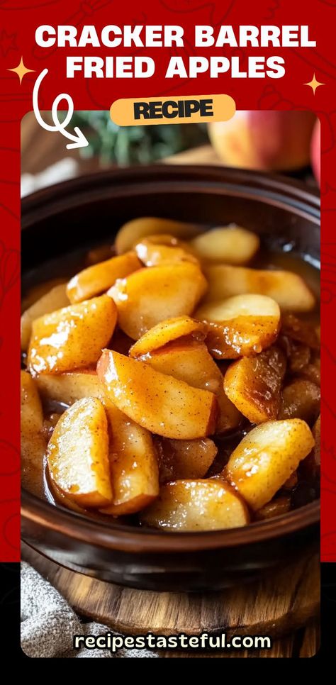 These Easy Slow Cooker Cracker Barrel Fried Apples are the perfect sweet treat for any occasion! With tender apples cooked in a rich, spiced syrup of brown sugar, cinnamon, and butter, they’re the ideal side dish, dessert, or topping for your favorite breakfast dishes. Serve them warm over ice cream or alongside pork chops for a comforting, flavorful dish. #SlowCookerFriedApples #EasyAppleRecipe #CrackerBarrelStyle #AppleDessert #FallFlavors #CinnamonApples #ComfortFood #SlowCookerRecipe Cinnamon Apples Crockpot, Cracker Barrel Apples, Cracker Barrel Apples Recipe, Cracker Barrel Fried Apples, Apple Cinnamon Recipes, Apple Recipes Easy, Fried Apples, Cooked Apples, Apple Desserts