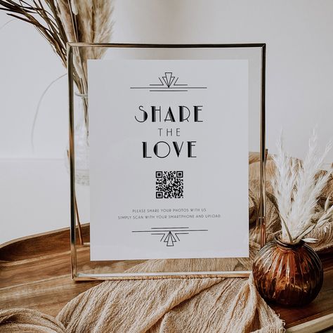 Qr Wedding Code, Wedding Hashtag Sign, Online Message, Hashtag Sign, Photo Sharing App, Wedding Hashtag, Gatsby Wedding, Guest Book Sign, Digital Weddings