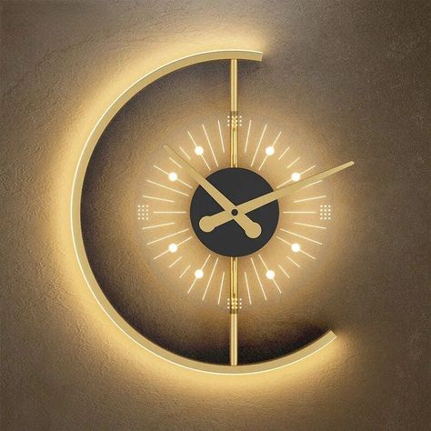 Elevate your home decor with our Minimalist LED Wall Lamp! ⏰💡 Features a built-in clock for added functionality. Shop now! Moon Clock, Led Wall Clock, Led Wand, Led Clock, Luminaire Mural, Modern Clock, Led Wall Lamp, Porch Lighting, Wall Mounted Light