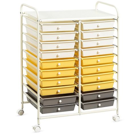 Do you want to have a storage cart which can be rolled smoothly from one place to another? Our 20-drawer rolling storage cart will provide enough storage space for you. It is great for paper, tools, accessories, crafting, scrap booking or home office, help you to organize and make your tools in order. Constructed of industrial-strength metal tubes and finished in chrome, the cart is sturdy to serve you for a long time. Equipped with easy-to-grab handles and 4 universal wheels, it is easy to move Scrapbook Paper Organization, Rolling Drawers, Drawer Cart, School Storage, Organization Cart, Home Classroom, Rolling Storage Cart, Storage Trolley, Utility Storage