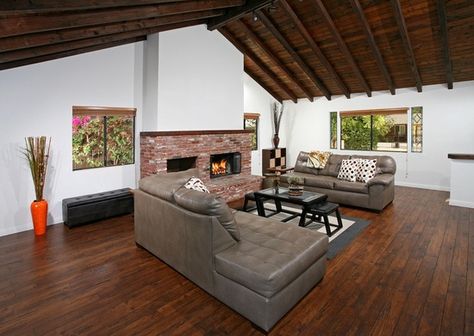 Dark Wooden Floor, Dark Ceiling, Wooden Beams Ceiling, Dark Floors, Van Nuys, Sherman Oaks, Dark Wood Floors, Wood Ceilings, Ceiling Beams