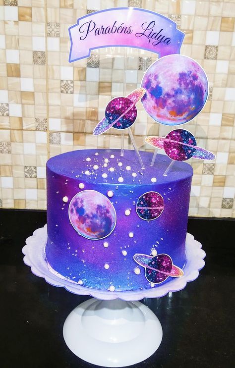 Bohemian Cake, Galaxy Birthday, New Birthday Cake, Galaxy Cake, 10 Birthday Cake, Outer Space Birthday, Baby Boy Cakes, Creative Birthday Cakes, Girl Birthday Themes