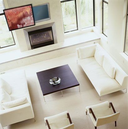 Did a similar design in a clients home. Great and inovative way to keep the television hiddien. Two Sofas Facing Each Other, Sofas Facing Each Other, Classic Living Room Decor, Two Sofas, Two Couches, Interior Design Per La Casa, Living Room Arrangements, White Couches, Feng Shui Tips