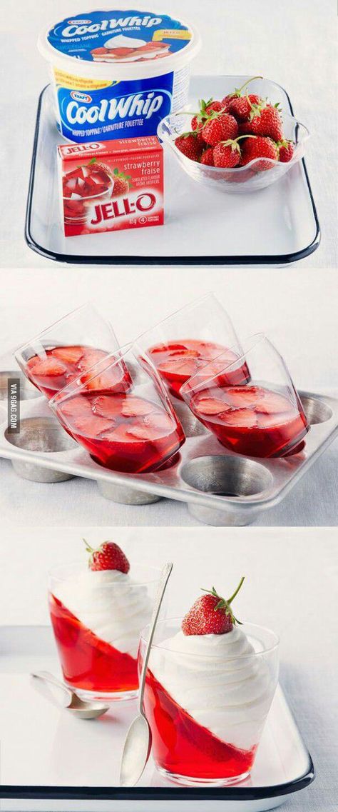 Strawberry jello desserts Sommer Mad, Jello Dessert Recipes, Jello Desserts, Good Eat, Yummy Sweets, Desert Recipes, Just Desserts, Fudge, Cooking And Baking