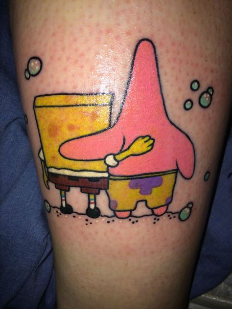 Spongebob Tattoo, Tattoo Catalog, Tribute Tattoos, Matching Best Friend Tattoos, Tattoo Salon, Inspiration Tattoos, Bff Tattoos, Geniale Tattoos, Friendship Tattoos