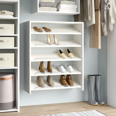 15 Best Budget Shoe Storage Solutions 2022: Racks, Closet, Underbed | Apartment Therapy Slanted Shelves, Shoe Tower, Wood Organization, Stackable Shoe Rack, Diy Shoe Rack, Closet Kits, Shoe Storage Solutions, Shoe Shelves, Modular Storage