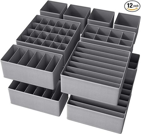 Amazon.com: NAC HOOH Drawer Underwear Organizer Divider Fabric Foldable Dresser Storage Basket Organizers and Storage Bins for Storing Bra Ties Lingerie Undies Sock Panty Belts Clothes Scarves Grey : Home & Kitchen Pink Penthouse, Storing Bras, Flip Flop Storage, Drawers Ideas, Clothes Drawer Organization, Closet Storage Drawers, Dresser Drawer Organization, Closet Organizer With Drawers, Clothes Drawer