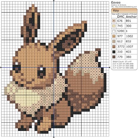 Beginners Cross Stitch Patterns, Cross Stitch Pattern Pokemon, Eevee Cross Stitch Pattern, Pokemon Cross Stitch Patterns Free, Eevee Cross Stitch, Diy With Embroidery Hoop, Eevee Pixel Art, Cross Stitch Pokemon, Geeky Cross Stitch Patterns