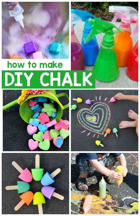 13 Ways To Make DIY Chalk for outdoor fun this Summer! Art Recipes, Craft Recipes, Homemade Chalk, Imagination Tree, Diy Chalk, Kids At Home, Art And Crafts, Outdoor Activities For Kids, Sidewalk Chalk