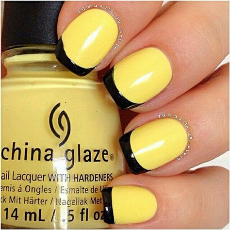 Yellow French Tip Nails, Nails By Skin Tone Range, Yellow French Tip, Black French Tip, Yellow French, French Manicures, Nails Yellow, French Nail Art, Tip Nails