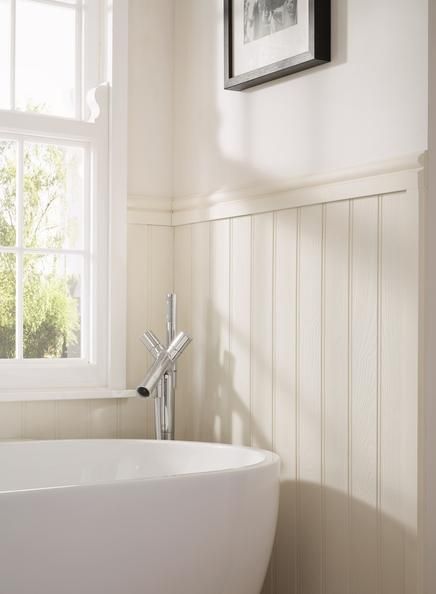 White Panel Bathroom, Tongue And Groove Bathroom Walls, Tongue And Groove Bathroom, Bathroom Panelling, Wood Panel Bathroom, Cloakroom Ideas, Glass Tile Bathroom, Small Shower Room, Tongue And Groove Walls