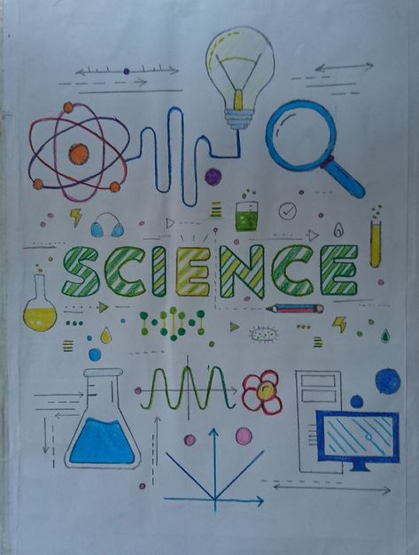 Science Book Cover, Science Notebook Cover, Book Cover Page Design, Creative Book Cover Designs, Presentation Ideas For School, Project Cover Page, خريطة ذهنية, Holiday Homework, Book Art Projects