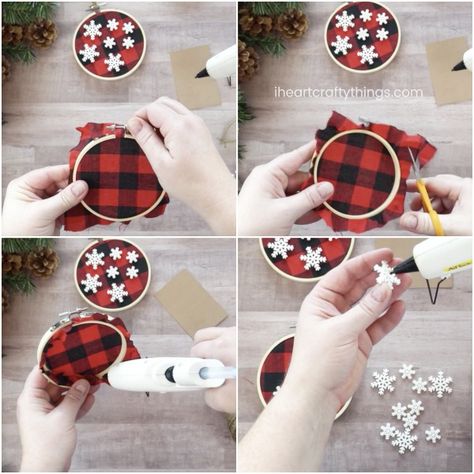 These rustic, simple buffalo plaid Christmas ornaments will make a great addition to your Christmas decor. Buffalo plaid crafts, Christmas crafts. Buffalo Plaid Crafts, Buffalo Ornaments, Christmas Ornaments Homemade Rustic, Christmas Ornaments Homemade Kids, Buffalo Plaid Christmas Ornaments, Plaid Christmas Ornaments, Plaid Crafts, Ornaments Diy Christmas, Christmas Diy Kids