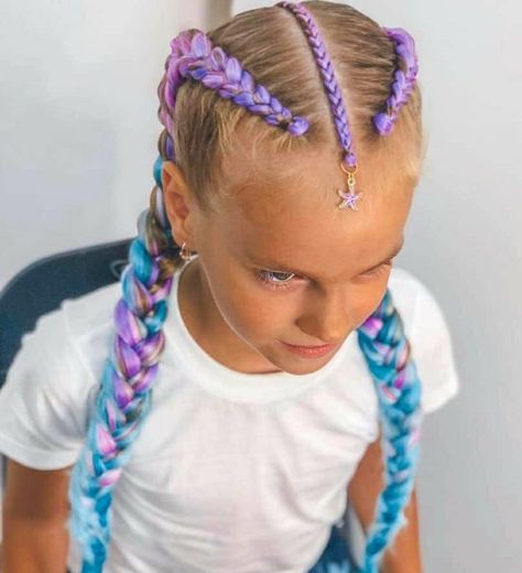 Unicorn Braids Kids, Edc Hair, Dread Hair Extensions, Mermaid Braid, Rave Hair, Runway Hair, Unicorn Halloween, Hair Twist Styles, Braids With Extensions