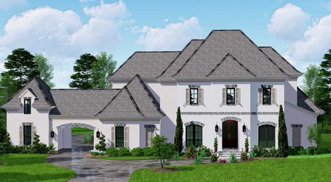 3RD-93-16 | Third Floor Plans House Plans With Porte Cochere, Wide House Plans, Outdoor Kitchen And Fireplace, Large Covered Porch, Acadian House Plans, Chateau House, Beautiful Exterior, Brick Detail, Interior Layout