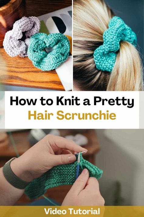 By watching this incredible video tutorial you can learn how to knit a Hair Scrunchie! This knitting project is super easy to do. The creator of this video will teach you step by step how to knit your own Hair Scrunchie with sustainable and machine washable cotton yarn. You will only have to follow her instructions so that the result of your knitting is perfect. This Hair Scrunchie knit very quickly and is super satisfying. In addition, the creator shows her sewing technique to create a... Knitted Hair Scrunchies, Knitting Scrunchies, Knitted Scrunchies, Loom Knitting Patterns Hat, Knitted Stuff, Machine Knit, Easy Crochet Hat, Knit Purl, Knit Jewelry