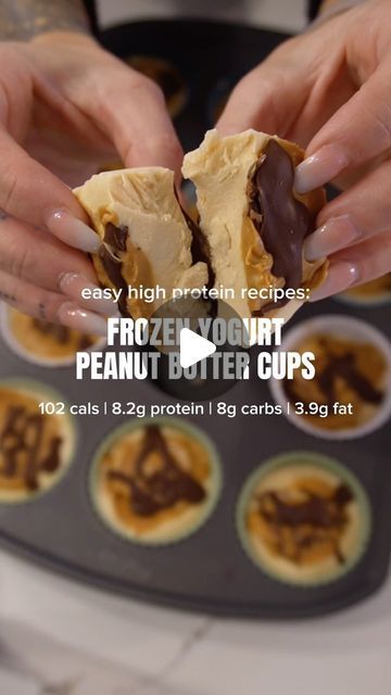 Pb Fit Muffins, High Protein Peanut Butter Yogurt Cups, Frozen Peanut Butter Cups, Greek Yogurt Peanut Butter Cups, Pb Fit Recipes, Lighter Desserts, Pb2 Recipes, Greek Yogurt And Peanut Butter, Easy High Protein Meals