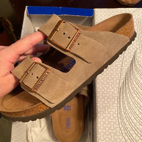 Khaki Birkenstock Clogs, Birkenstock Khaki Clog, Birkenstock Taupe, Birkenstock Suede Arizona, Birkenstock Taupe Arizona, White Birkenstocks, Dolce Vita Heels, Louis Vuitton Felicie, Reef Sandals