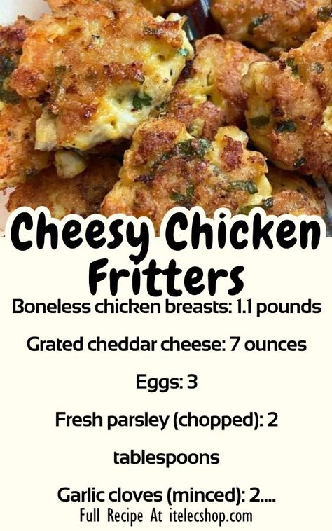 Cheesy Chicken Fritters, Chicken Fritters Recipe, Chicken Fritters, Chicken Casserole Easy, Fritters Recipe, European Cuisine, Fritter Recipes, Keto Recipe, Cheesy Chicken