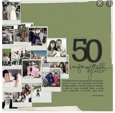 Words Of Beauty, Birthday Scrapbook Ideas, Desert Rose Care, Birthday Scrapbook Layouts, 50th Birthday Celebration, Birthday Photo Album, Scrap Paper Crafts, Double Page Spread, Scrapbooking Layouts Travel