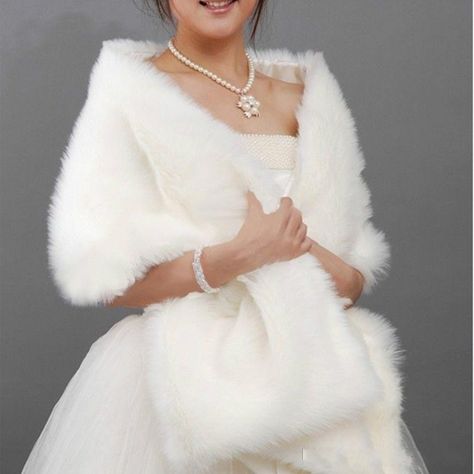 2016 170x35 cm White Cape Stole Wrap Wedding Bridal Women Shawl Wraps Jackets Plus Size Hot Sales-in Wedding Jackets / Wrap from Weddings & Events on Aliexpress.com | Alibaba Group Dress With Fur Shawl, Faux Fur Wedding Shawl, Dress With Fur, Faux Fur Bridal Wrap, Fur Shawl Wedding, Faux Fur Wedding, White Faux Fur Jacket, Faux Fur Shrug, Bridal Shrug