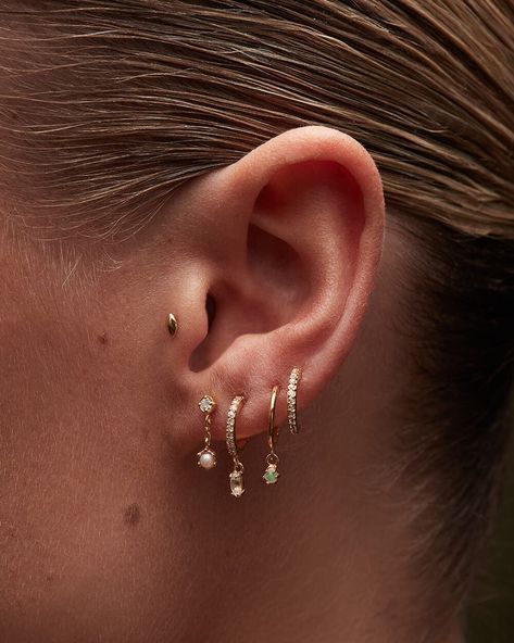 Earring Layering, Multiple Earrings, Pave Jewelry, Hoops Gold, Minimal Earrings, Electroformed Jewelry, Opal Studs, Single Earring, Sterling Silver Studs