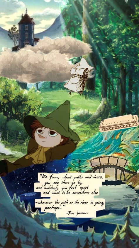 #snufkin#moomins#moominvalley Moomin And Snufkin Wallpaper, Moomin Wallpaper, Moomin Cartoon, Studio Ghibli Background, Perry The Platypus, Moomin Valley, Tove Jansson, Mood Wallpaper, Movie Quotes Funny