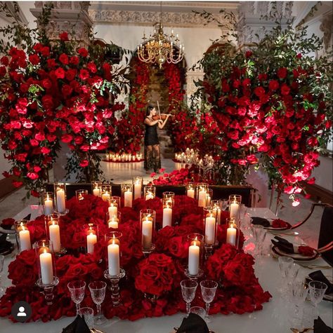 Red Events, Wedding Walkway, Dark Romantic Wedding, Royal Indian Wedding, Luxury Indian Wedding, Red Wedding Theme, Rose Centerpieces, Wedding Event Design, Couture Wedding Gowns