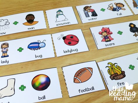 matching compound words puzzles Compound Nouns, Compound Words Worksheets, Compound Words Activities, Preschool Literacy, Pre K Activities, Compound Words, Word Sorts, Phonological Awareness, Phonics Reading