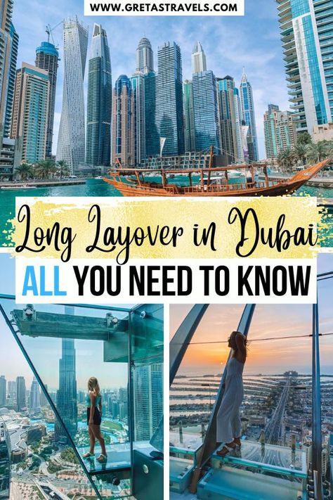 Have a long layover in Dubai and not sure what to do with it? Discover everything you need to know about doing a Dubai layover! Including how much time you need, what you can see in realistic timeframes, how to get around, plus useful info about visas and more! #dubai #layover #stopover #uae Dubai What To Do, What To Do Outside, Gold Souk, Dubai Airport, Sky View, Dubai Mall, Online Tickets, Burj Khalifa, Stunning View