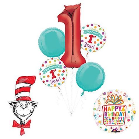 Amazon.com: Dr Seuss "I Survived My Parents First Year" 1st Birthday Party Supplies and Balloon Decorations: Toys & Games Birthday Supplies, 1st Birthday Party, Robins Egg, I Survived, My Parents, Birthday Bash, Foil Balloons, Dr Seuss, Birthday Party Supplies