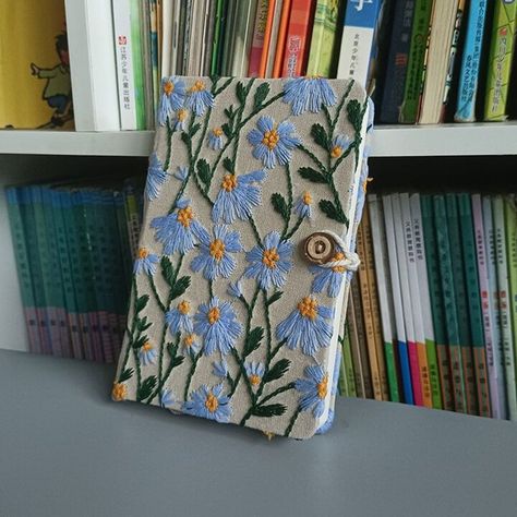 Embroidery Notebook Cover, Notebook Embroidery, Embroidery Notebook, Embroidery Bookmark, Floral Notepad, Flower Notebook, Notebook Printing, Blank Notebook, Fun Hobbies